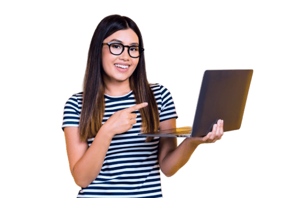 girl holding laptop image